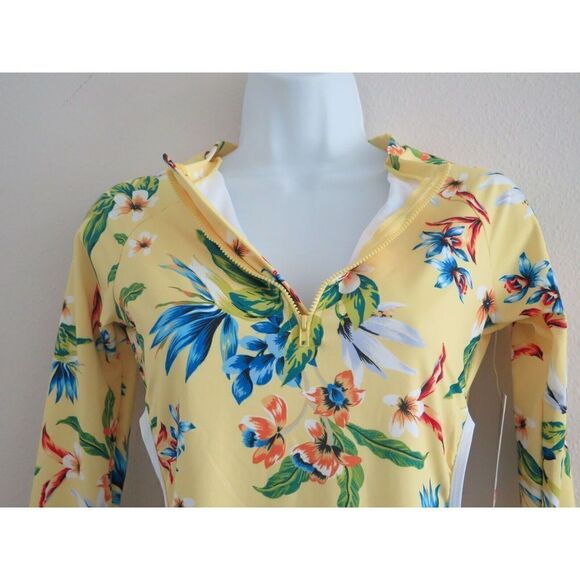 Ocean Pacific OPTR22209 Women's Sz M Tropicana Print Long Sleeve Swimsuit $100+ - Picture 4 of 10